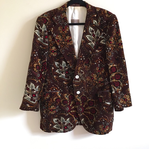 Vintage Other - VINTAGE Velvet Foliage Pattern Blazer Jacket